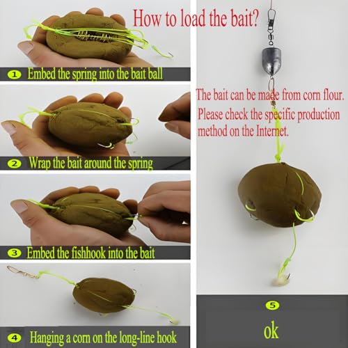 Carp Fishing Hooks with Bait Lure - 8# Hook, 4 Packs