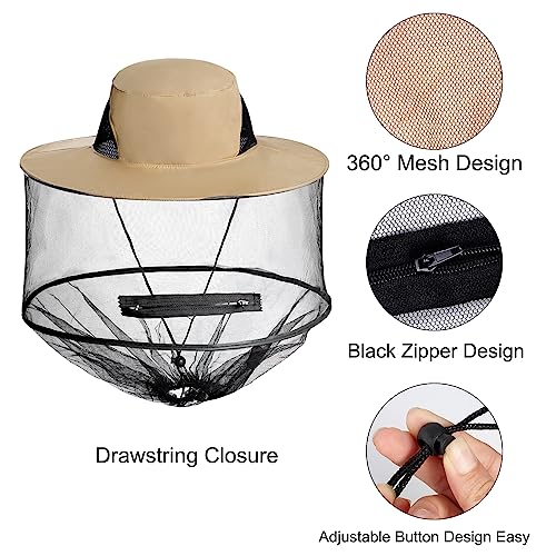 Sucrain 2-Pack Sun Hat with Hidden Mosquito Net - One Size Garden & Outdoor Bug Hat