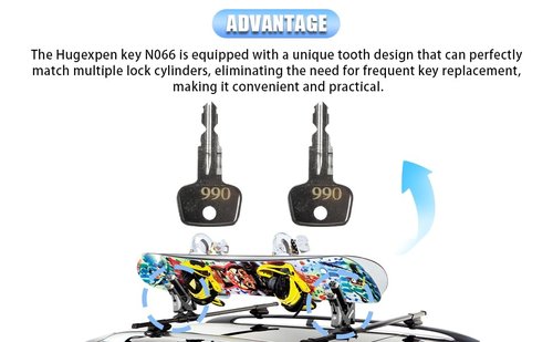 Hugexpen N066 Key Replacement for Thule Rack Core, Key Cylinder for Bike Rack Lock, Roof Cargo Lock, Roof Rack Locks, Cross Bars, Towers, Ski Rack Etc