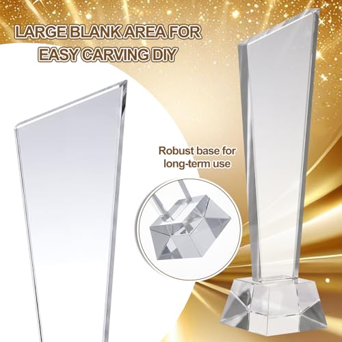 Personalized Crystal Glass Trophy Award - 2 Pcs with Gift Box