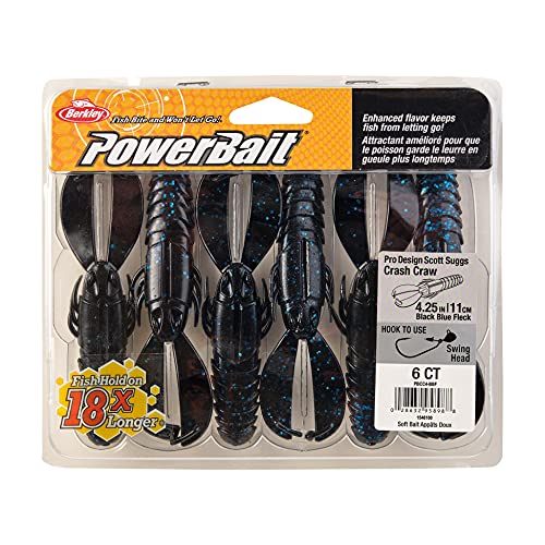 PowerBait Crash Craw Soft Bait - 4 1/4" Black Blue Fleck