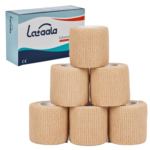 Self Adhesive Bandage Wraps - 6 Pack, 2" x 5 Yards, Beige