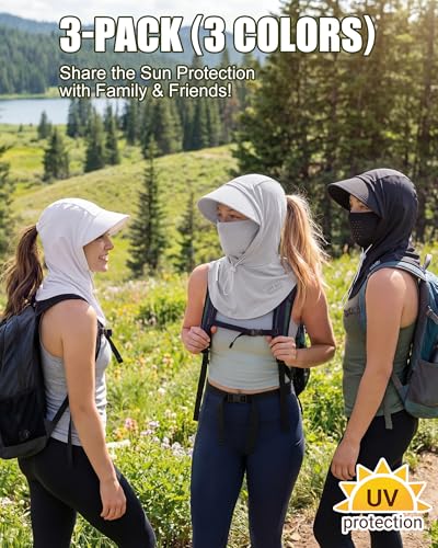 3 Pack Balaclava Face Mask Sun Protection Hood Cooling Breathable
