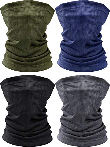 Neck Gaiter Face Cooling Mask - UV Protection Scarf, 4 Pcs - Black, Army Green, Navy, Grey