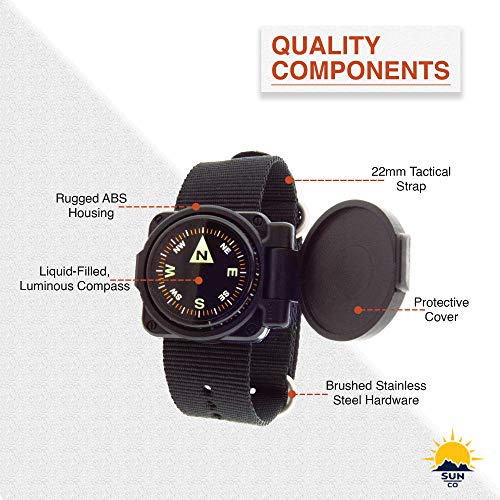 Sun Company ArmArmour Shielded Wrist Compass with Rugged Tactical Strap