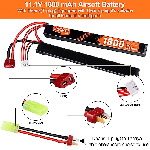11.1V 1800mAh Airsoft Nunchuck Split Pack LiPo Battery - T-Plug