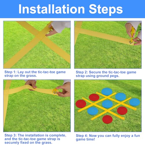 Giant Outdoor Tic Tac Toe Game Set - 4x4 ft Lawn Toss & Strategy Game