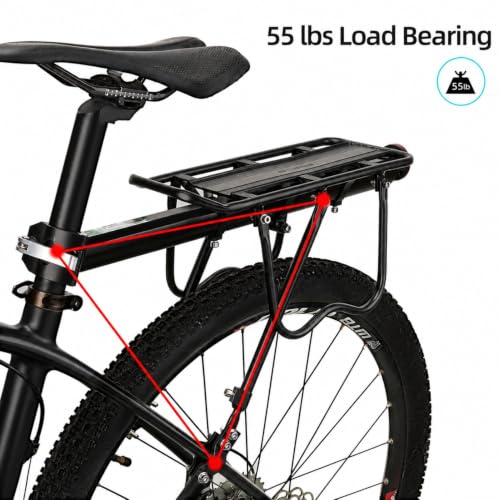Rear Bike Rack - Quick Release Aluminum Alloy Cargo Rack - All Black