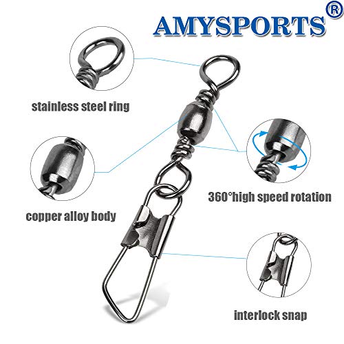 Stainless Steel Snap Swivel Fishing Barrel Connector - Size 12 (15lb) 50 pcs