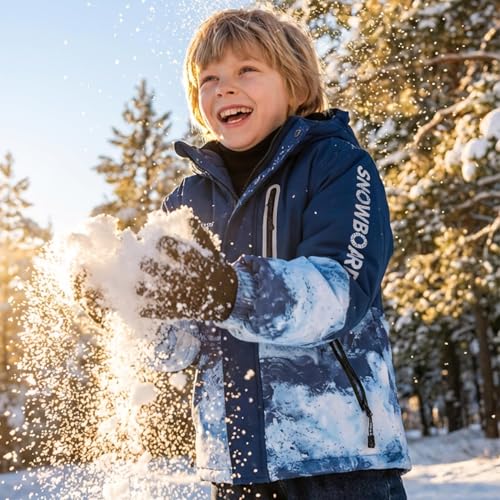 Winsjoin Girls' Waterproof Winter Ski Jacket with Fleece L lining, Hooded Snow Coat for Outdoors