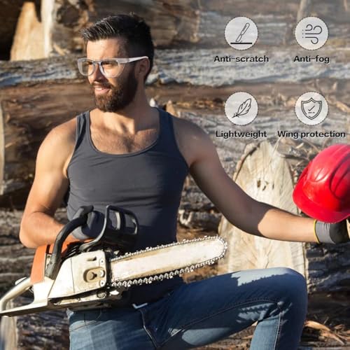 RTBOFY Ansi Z87.1 Clear Safety Glasses With Side Shields Anti Fog Scratch Resistant Stylish Eye Protection For Men