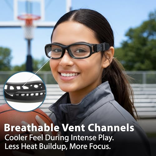 Youth Sports Goggles for Basketball, Soccer & Pickleball - Black