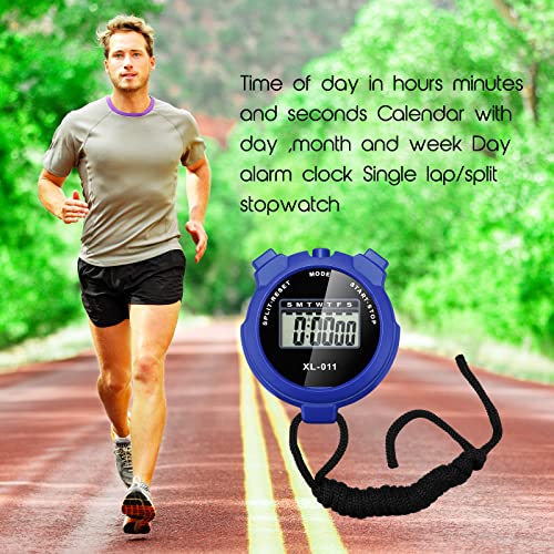 Multi-Function Digital Stopwatch Timer - 12 Pack Black, Blue, Red, Orange