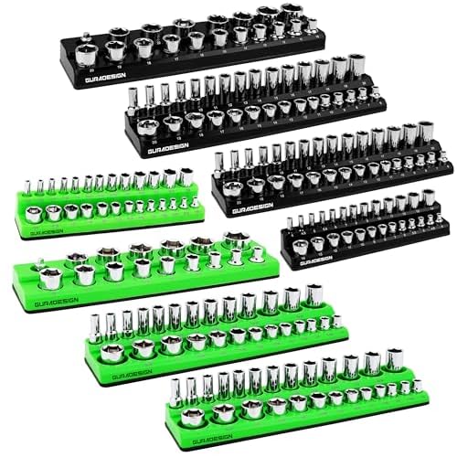 8PCS Magnetic Socket Organizer Set, Magnetic Socket Holder, 1/4", 3/8", 1/2" Metric & SAE Magnetic Socket Tools Trays.