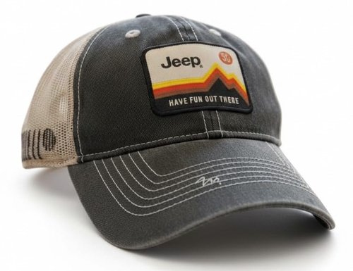 Jeep Have Fun Out There Patch Garment Washed Trucker Hat Unstructured for Men & Women - Adjustable Snapback Baseball Cap (US, Alpha, One Size, Black)