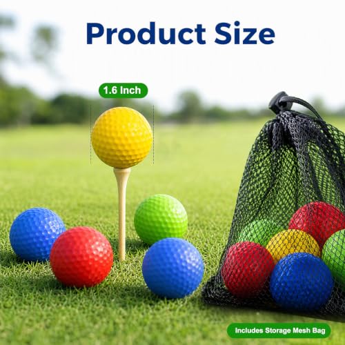QEOCP 54-Pack Multicolor Foam Golf Practice Balls - Soft, Limited Flight + Ball Organizer Bag