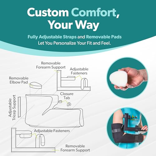 BraceAbility Elbow Immobilizer Brace - Small/Medium, Removable Cast & Support