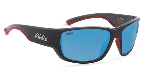 Hobie - Bluefin Float Polarized Sunglasses - Outdoor Sunglasses with HydroClean Lenses for Men and Women - Cobalt Mirror Lenses/Hank Cherry Satin Black & Red Frame