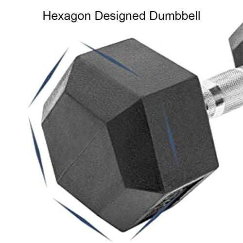 THUNDERBAY Rubber Coated Cast Iron Hex Dumbbell Weights(in Pairs) (20 Pounds)