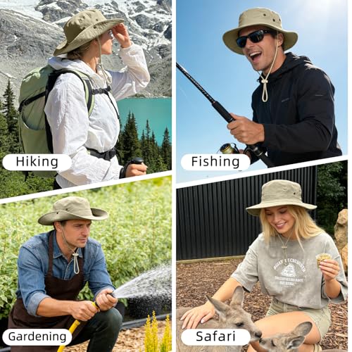 UPF 50+ Foldable Safari Bucket Hat for Men and Women - Green Camo