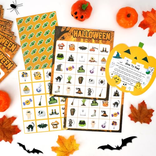 Halloween Bingo Game Cards - 24 Players, Orange Theme