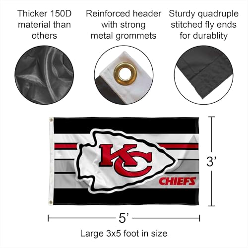 Kansas City Chiefs 3x5 Retro Stripes Flag - Officially Licensed Team Banner