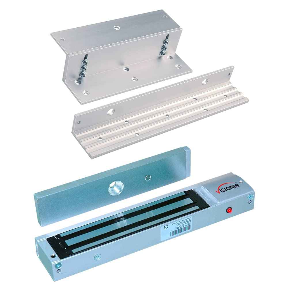 Visionis FPC-5192 600lbs Indoor Electromagnetic Lock with 600 lbs L and Z Bracket for Inswinging Door Access Control Maglock