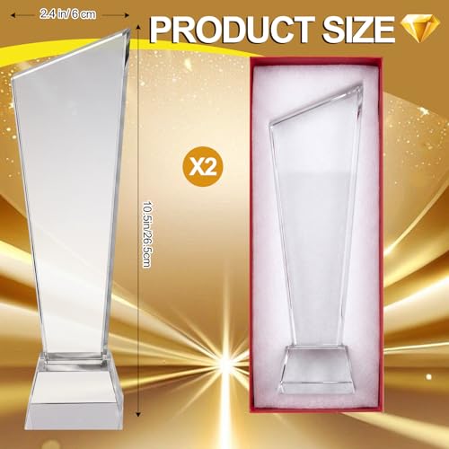 Personalized Crystal Glass Trophy Award - 2 Pcs with Gift Box