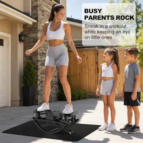 Side-to-Side Rocking Stepper with Resistance Bands - Black