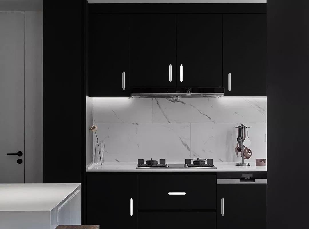 kwa heri 8 Pack Self-Stick Push Pull Helper White Hidden Cabinet Handle ABS Plastic Door Window Wardrobe Handle Instant Cabinet Drawer Furniture Handles (8, White)