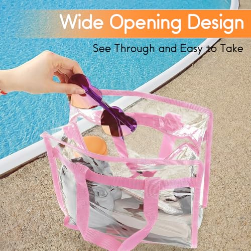 Clear Stadium Approved Tote Bag - Large 12x6x12 - Pink