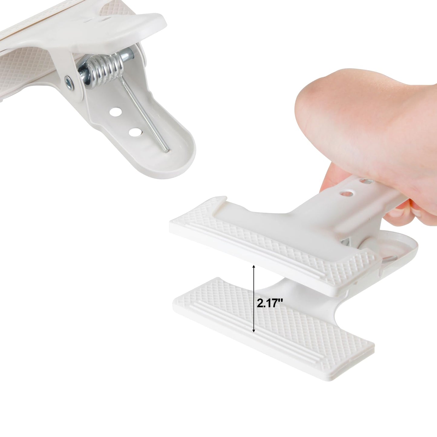 2 Pack 4-1/4" Heavy Duty Spring Clamps Clips, White Metal Rubber Hinge Clip File Clamps for Photography Background Stands, Home Improvement Projects (2.17" Opening)