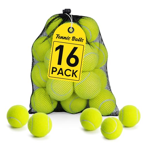 Treeroot 16 Pack Tennis Balls for Training & Dogs with Mesh Bag - Durable & High Bounce