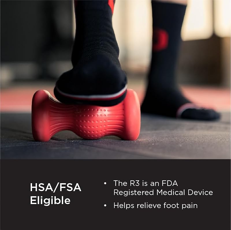 ROLL Recovery R3 Orthopedic Foot Massage Roller - Rose Red, Plantar Fascia Relief