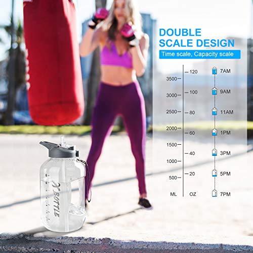 Clear 1 Gallon Water Bottle with Straw & Chug Lid - BPA Free, Leak-Proof, Large Hydration Jug