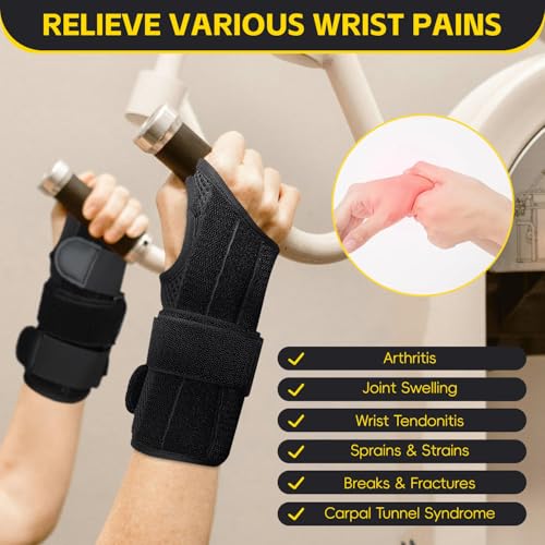 Wrist Brace for Carpal Tunnel - Adjustable Left Hand Support, Black