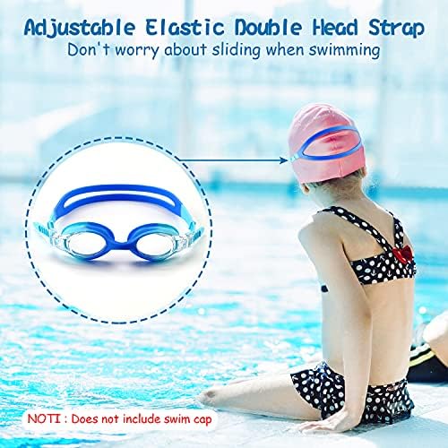 Kids Swim Goggles - 2 Pack No Leak Goggles for Ages 3-15 - Blue & Purple
