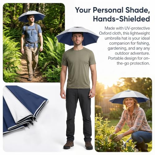 25-Inch Umbrella Hat for Fishing, Golf, Gardening & Outdoor Use
