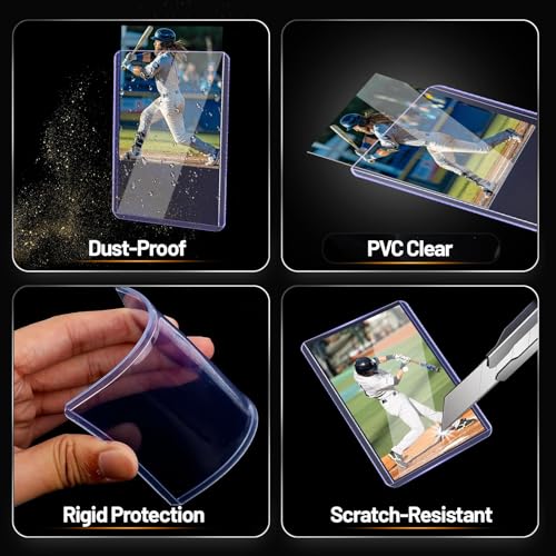 Lovfen 500 Toploaders 35PT Hard Plastic Card Sleeves for Baseball Trading Cards - Clear, Rigid Protection