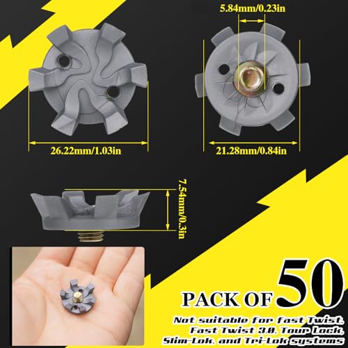Shappy Gray 50 Pcs Golf Shoe Spikes Replacement Metal Screw with Wrench