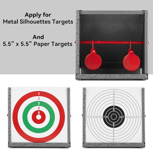 BB Gun Target Trap with Catch Box & 20 Paper Targets - Grey