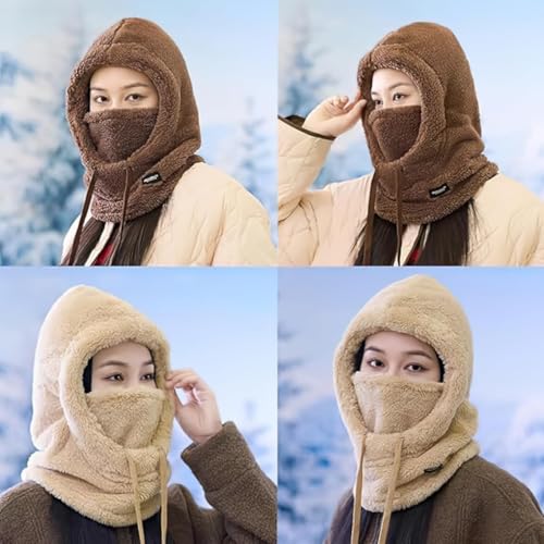 Windproof Fleece Balaclava Winter Face Mask - White One Size