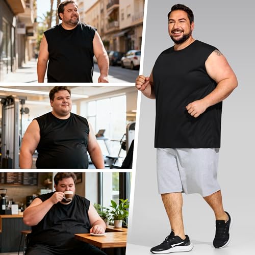UEEKO Big & Tall Quick Dry Tank Top Pack 4X-Large Black (5 Pack) Moisture Wicking