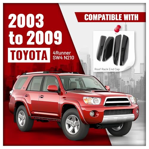 Roof Rack Rail End Cover Caps for 2003-2009 Toyota 4Runner - Black, 4 Pcs