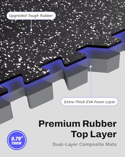Interlocking Gym Flooring Mats - 48 Sq Ft (12 Tiles) Black/White