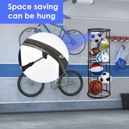 Wall-Mounted Sports Ball Storage Rack for Basketball & Soccer