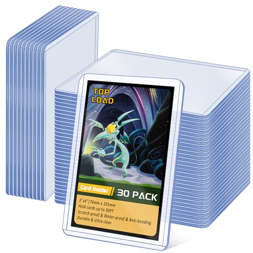 30 Pack Hard Plastic Card Sleeves - 3"x4" Top Load Protectors