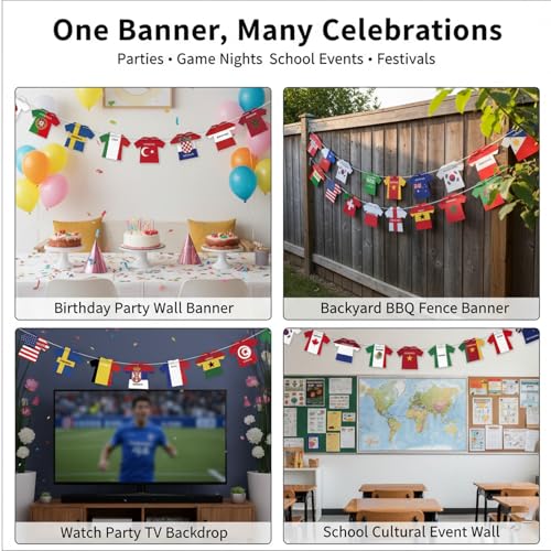 2026 World Cup Jersey Flag Bunting - 50 Pcs International Flags
