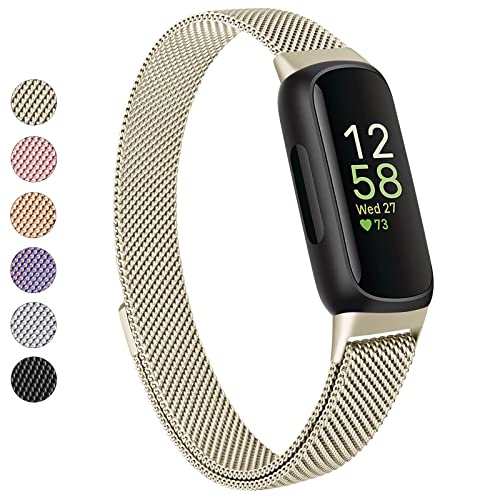 Stainless Steel Mesh Loop Bands for Fitbit Inspire 3 - Adjustable Magnetic Wristband Replacement