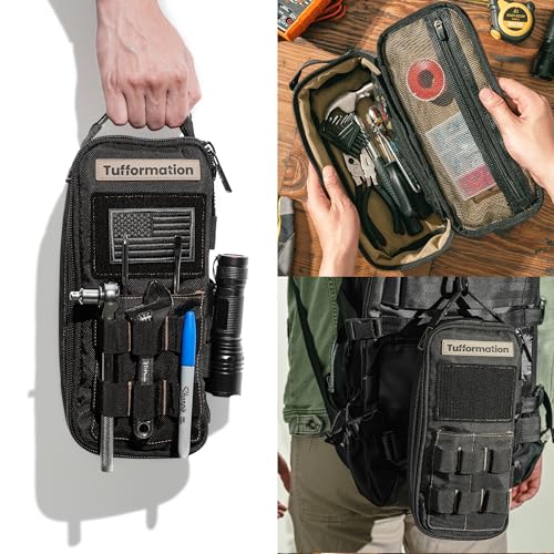 Heavy Duty Small Tool Bag Pouch Portable Utility Organizer Case with Zipper Handle. Perfect for EDC, Motorcycle, Road Bike, Electricians & More